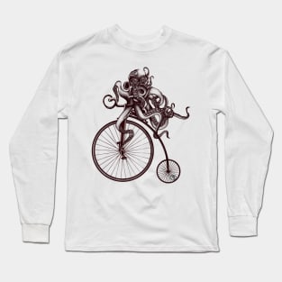 Penny Farthing Octopus Cycling Long Sleeve T-Shirt